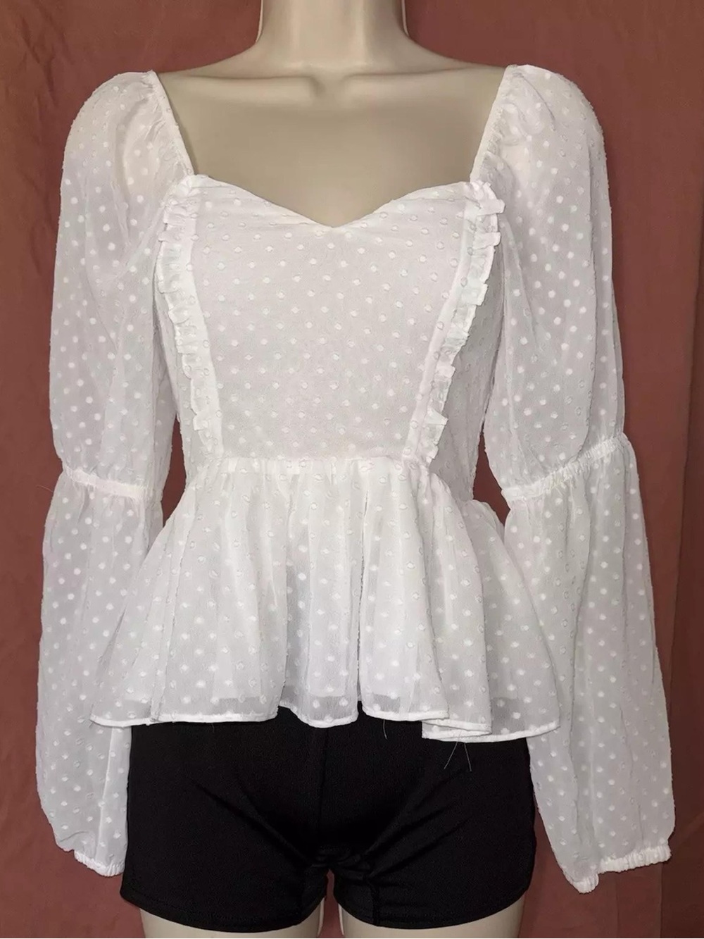 Express white long sleeve peplum blouse